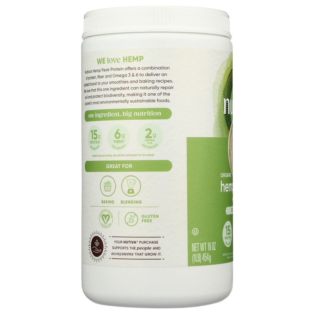 NUTIVA: Organic Superfood Hemp Protein 15 G, 16 oz
