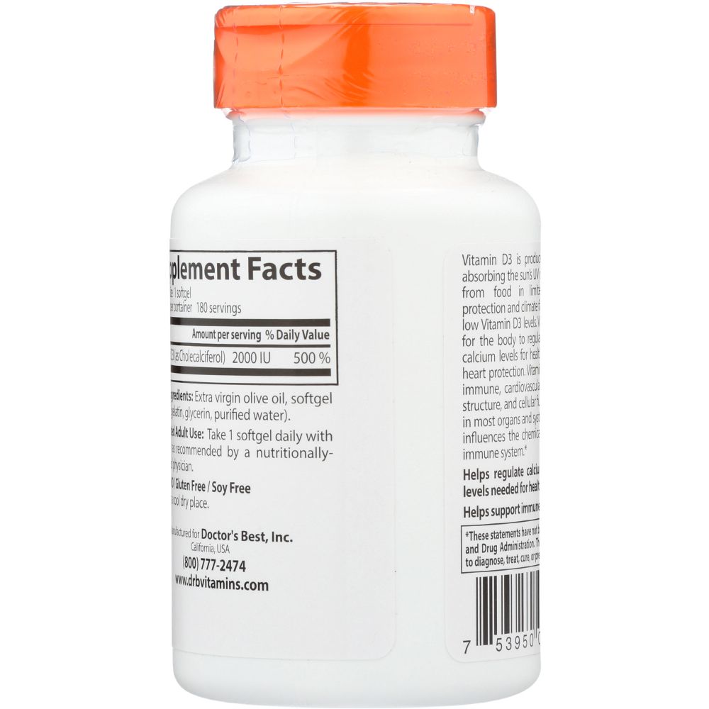 DOCTORS BEST: Vitamin D3 2000Iu, 180 sg