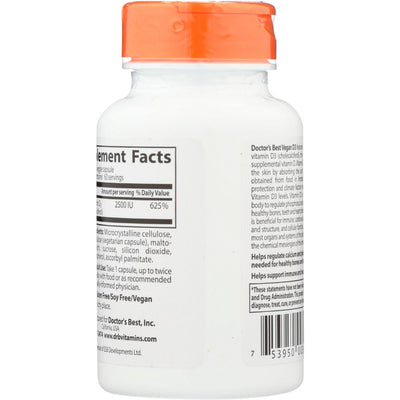 DOCTORS BEST: Vegan D3 2500Iu, 60 vc