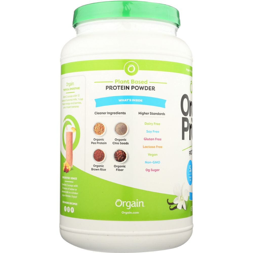 ORGAIN: Organic Protein Plant Based Powder Sweet Vanilla Bean, 2.03 lb