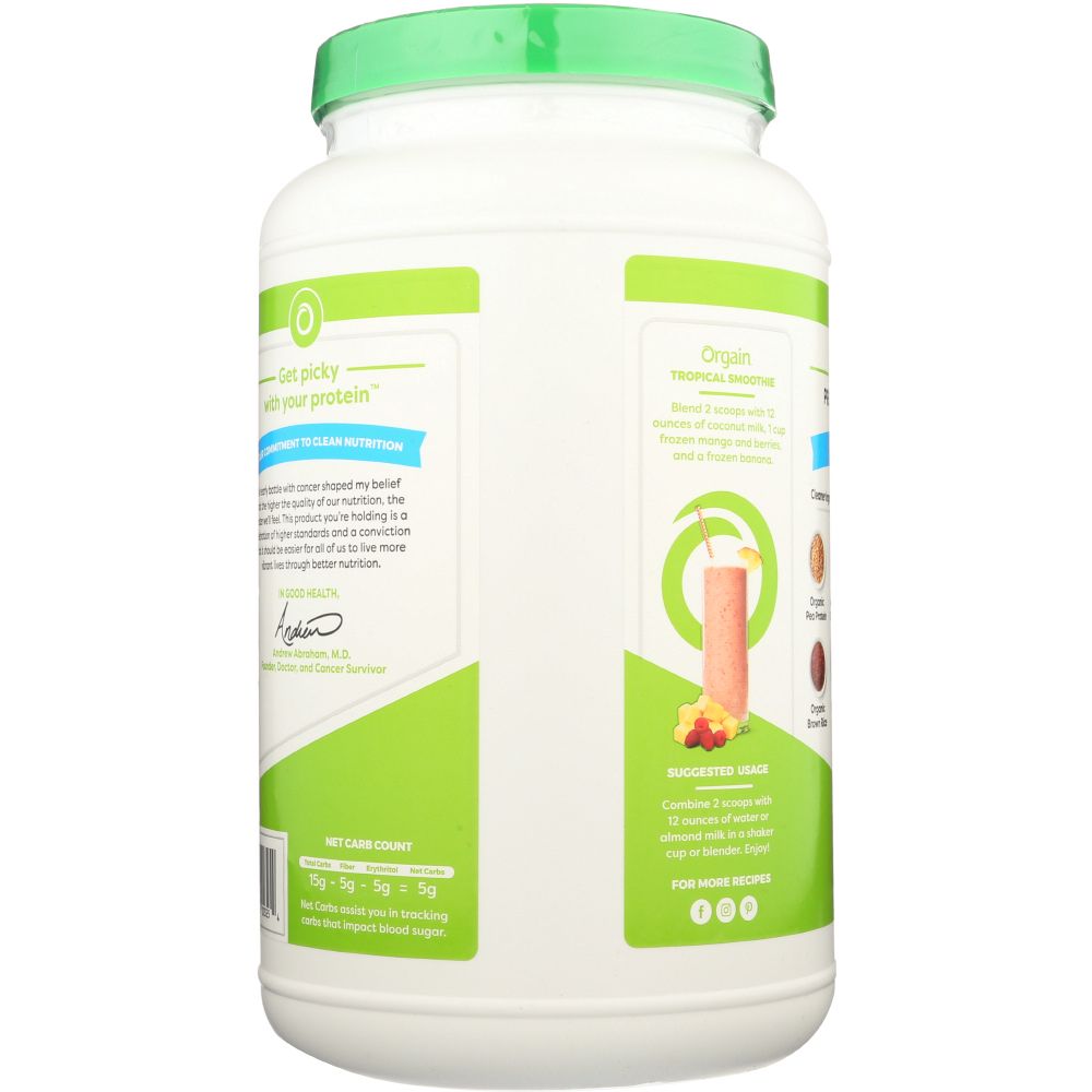 ORGAIN: Organic Protein Plant Based Powder Sweet Vanilla Bean, 2.03 lb