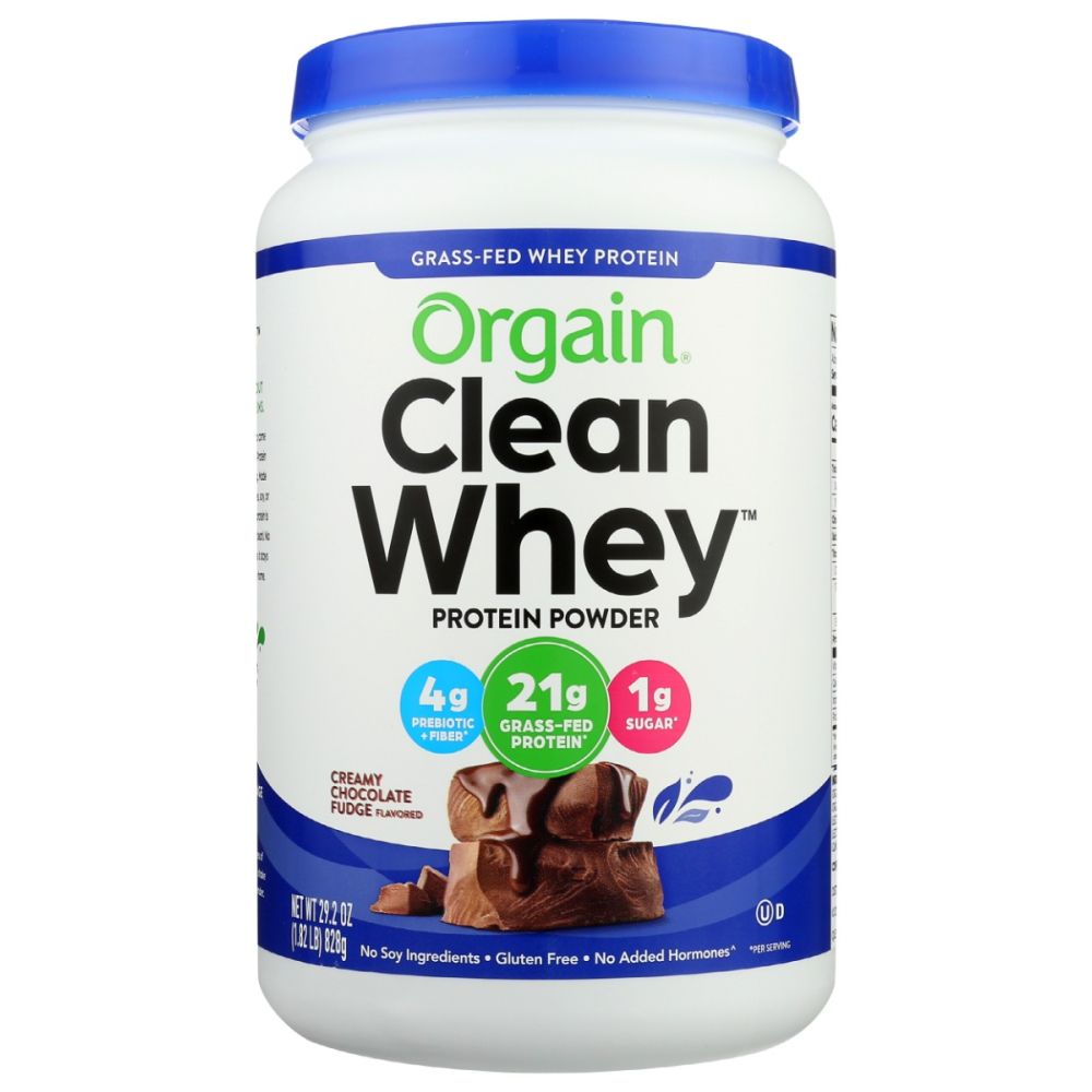 ORGAIN: Grass Fed Whey Protein Powder Creamy Chocolate Fudge, 29.2 oz