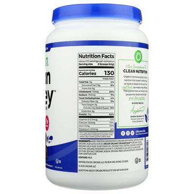 ORGAIN: Grass Fed Whey Protein Powder Creamy Chocolate Fudge, 29.2 oz