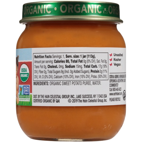 EARTH'S BEST: Organic Baby Food Stage 2 Sweet Potatoes, 4 oz