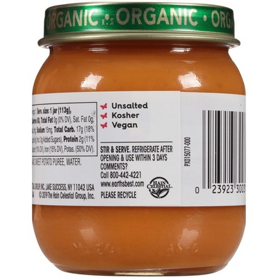 EARTH'S BEST: Organic Baby Food Stage 2 Sweet Potatoes, 4 oz