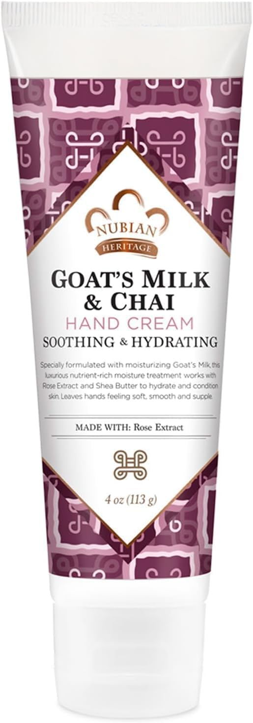 NUBIAN HERITAGE: Hand Cream Goat's Milk & Chai with Rose Extract, 4 oz