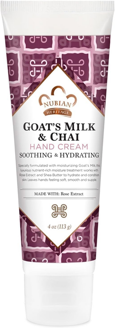 NUBIAN HERITAGE: Hand Cream Goat's Milk & Chai with Rose Extract, 4 oz