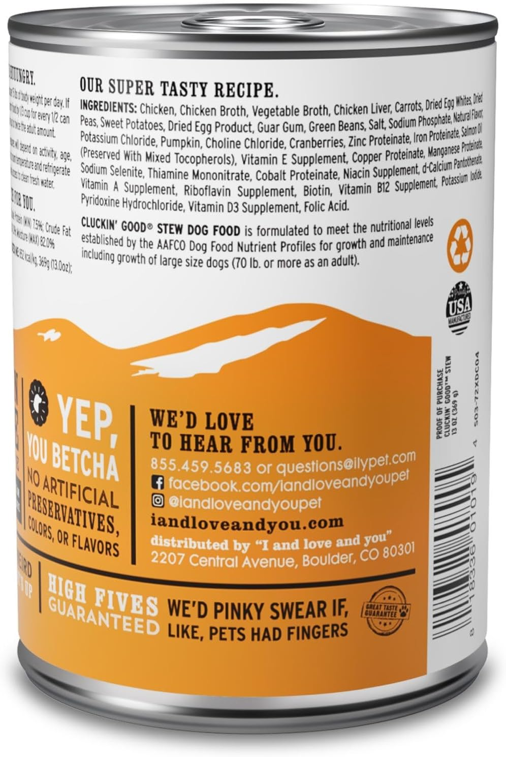 I AND LOVE AND YOU: Cluckin Good Stew Dog Food Can Chicken Morsels in a Savory Veggie Stew, 13 oz