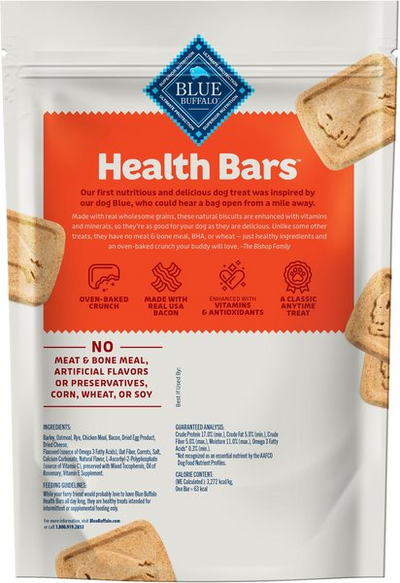 BLUE BUFFALO: Health Bars Baked with Bacon, Egg and Cheese Crunchy Dog Biscuits, 16 oz