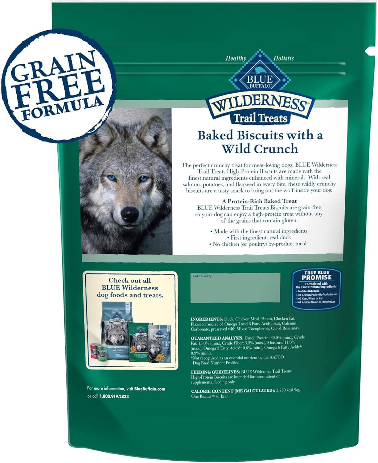 BLUE BUFFALO: Wilderness Trail Treats Dog Treat Duck Biscuits, 10 oz