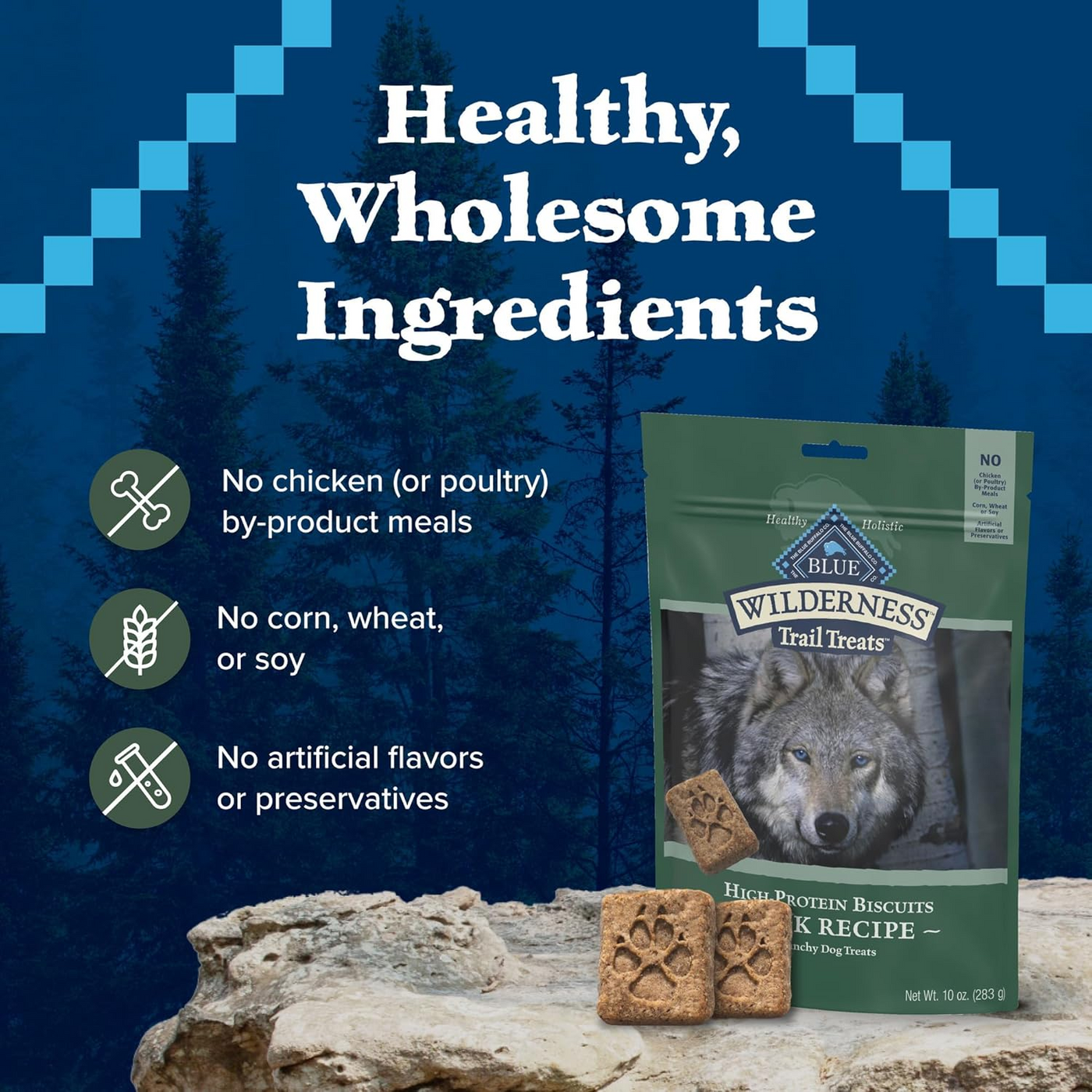 BLUE BUFFALO: Wilderness Trail Treats Dog Treat Duck Biscuits, 10 oz