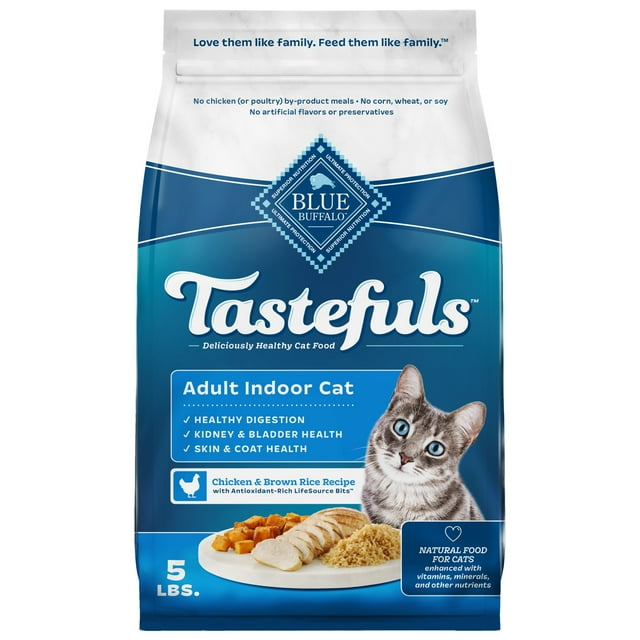 BLUE BUFFALO: Indoor Health Adult Cat Food Chicken and Brown Rice Recipe, 5 lb