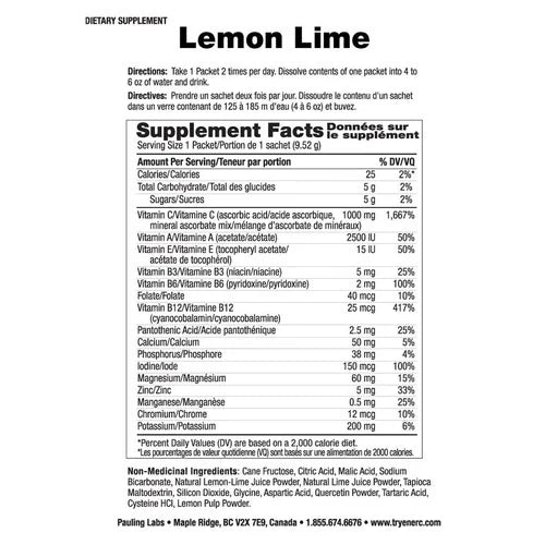 ENER LIFE: Lemon Lime Multivitamin Drink Mix, 30 pc