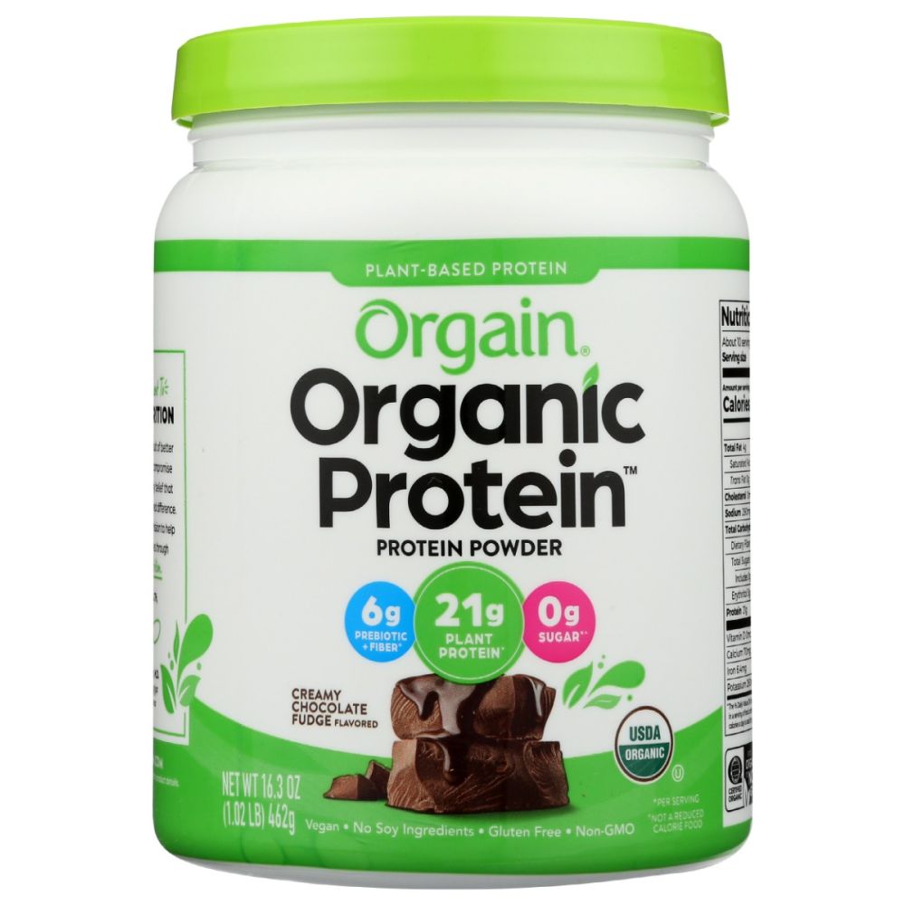 ORGAIN: Organic Protein Plant Based Protein Powder Creamy Chocolate Fudge, 16.3 oz