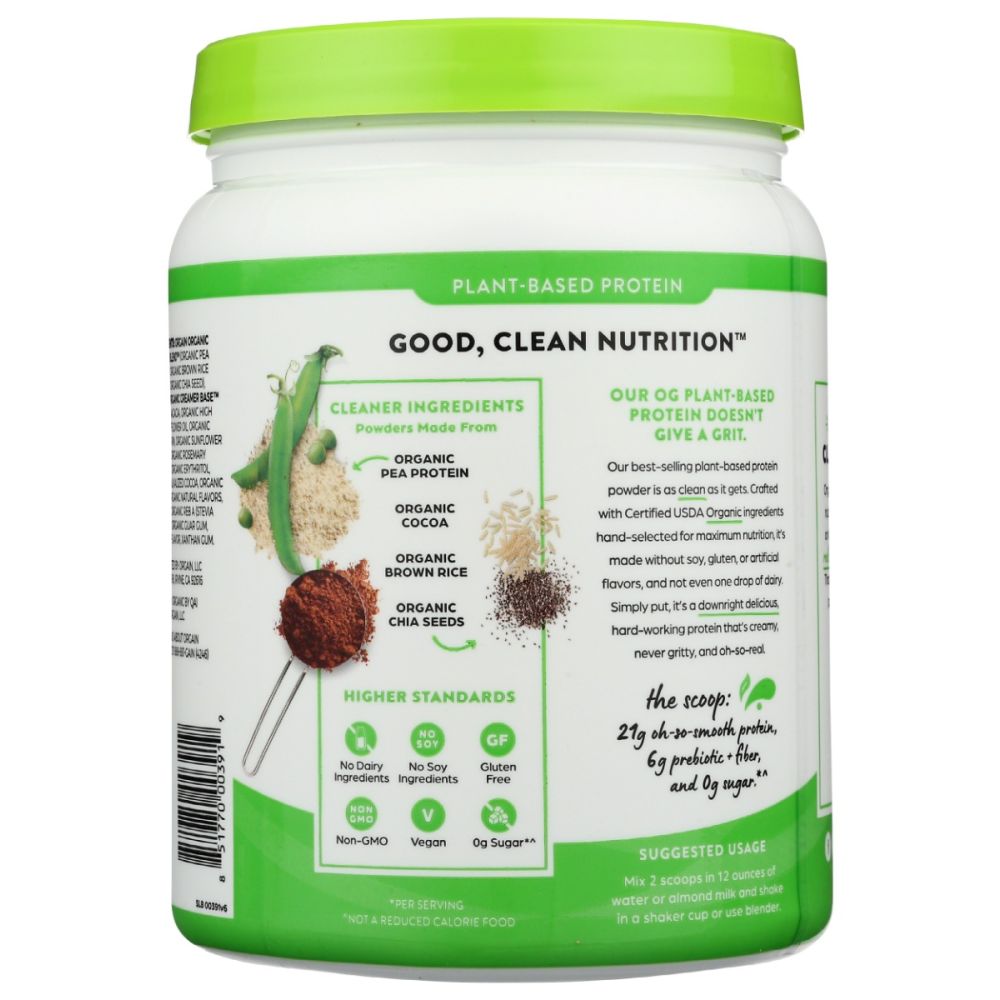 ORGAIN: Organic Protein Plant Based Protein Powder Creamy Chocolate Fudge, 16.3 oz