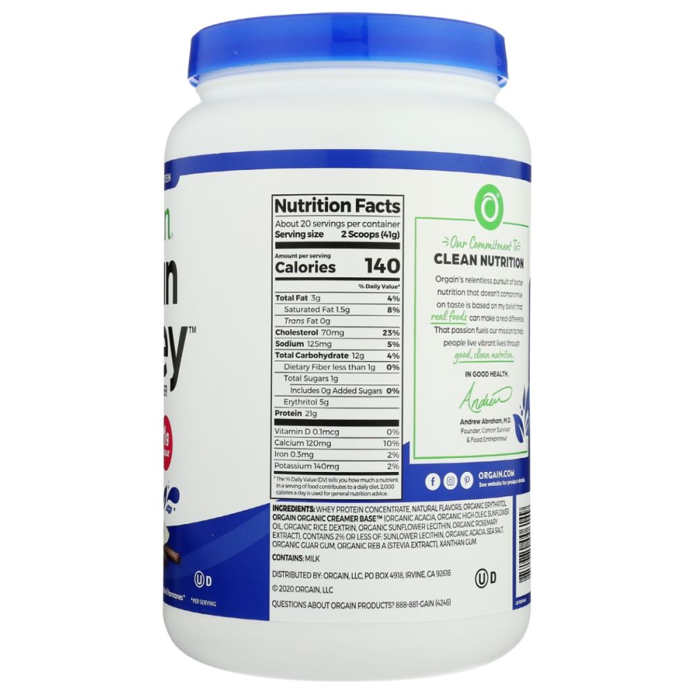 ORGAIN: Grass Fed Whey Protein Powder Vanilla Bean, 29.2 oz