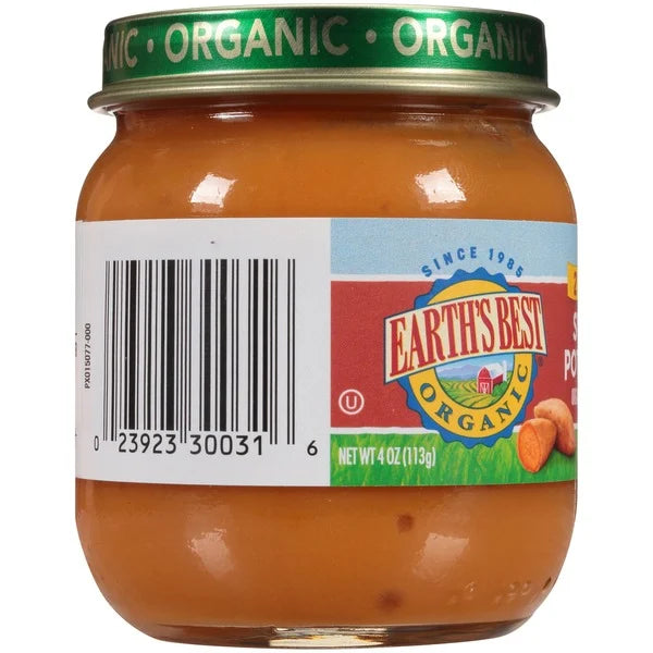 EARTH'S BEST: Organic Baby Food Stage 2 Sweet Potatoes, 4 oz